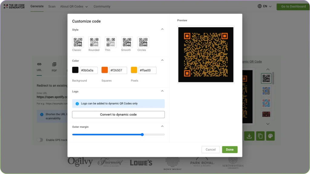 Customize your QR Code