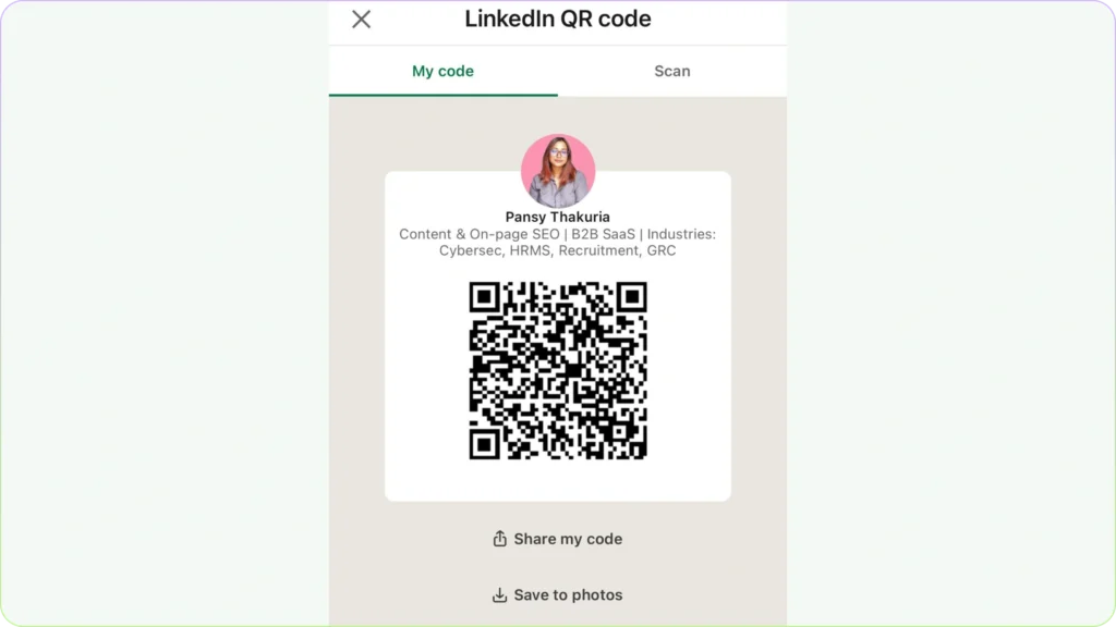 Download your LinkedIn QR Code