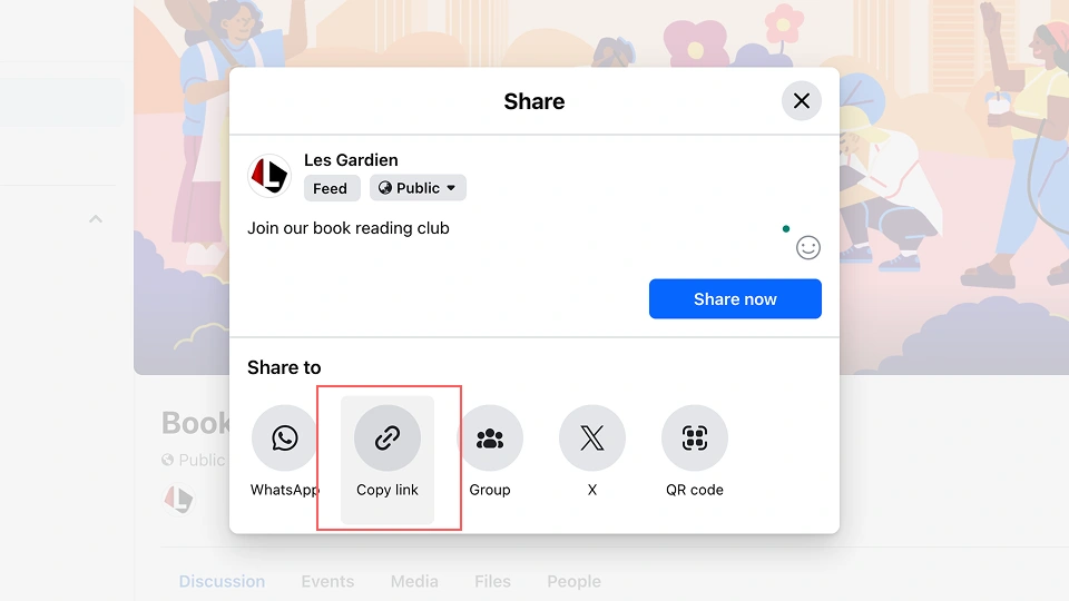 Facebook QR Code - copy share link