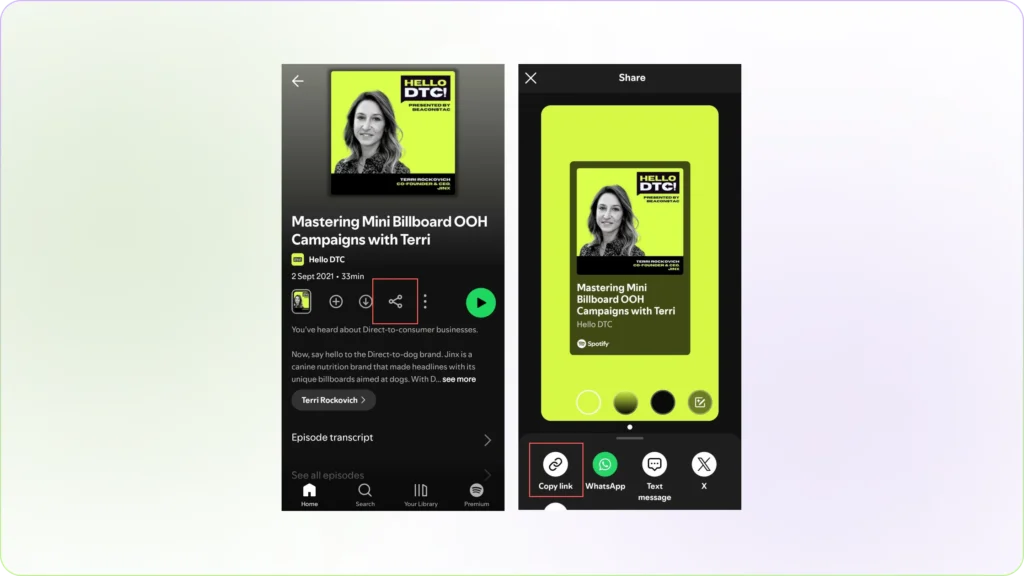 Find your music link in Spotify to create a QR Code
