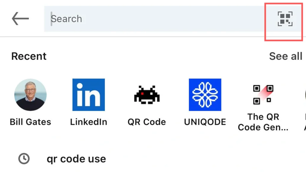Find your profile QR code in LinkedIn app