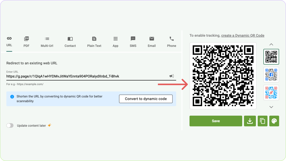 Generate Google Reviews QR code