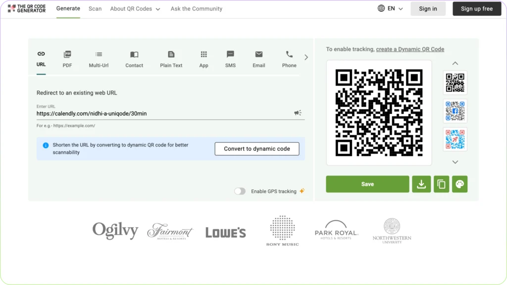 Create free Calendly QR Code