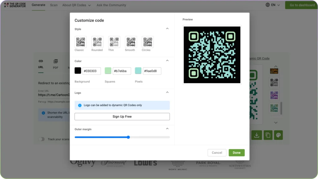 Customize your QR Code