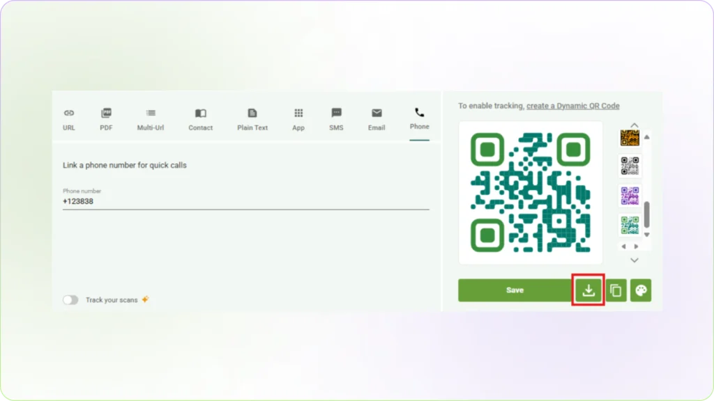 Download your Call QR Code