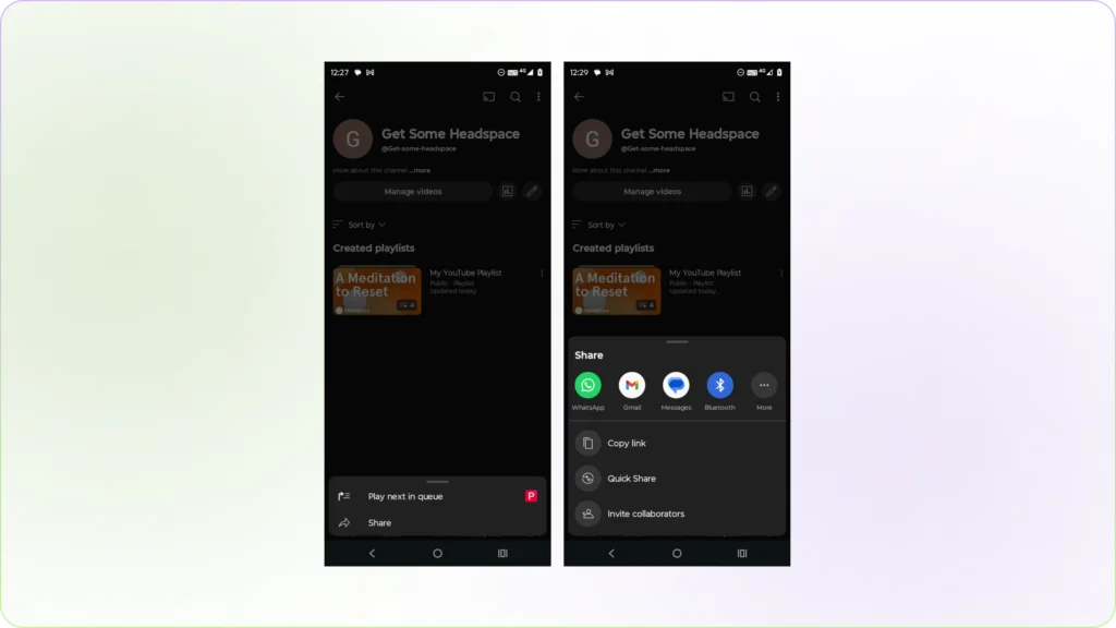 Find a shareable link for your channel on mobile
