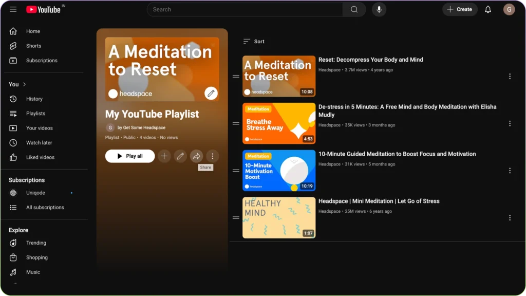 Find your playlist shareable link