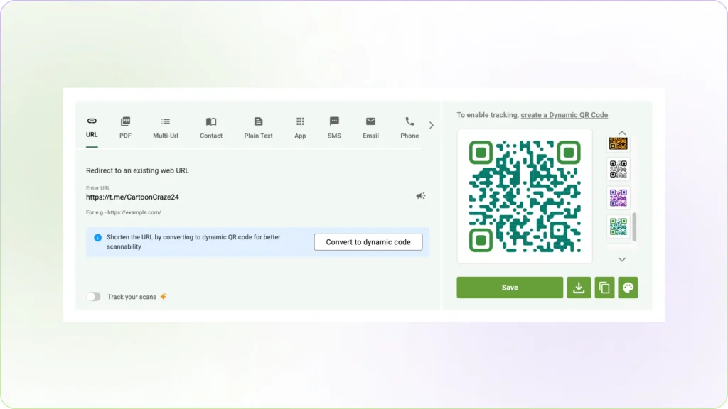 Generate a Telegram QR