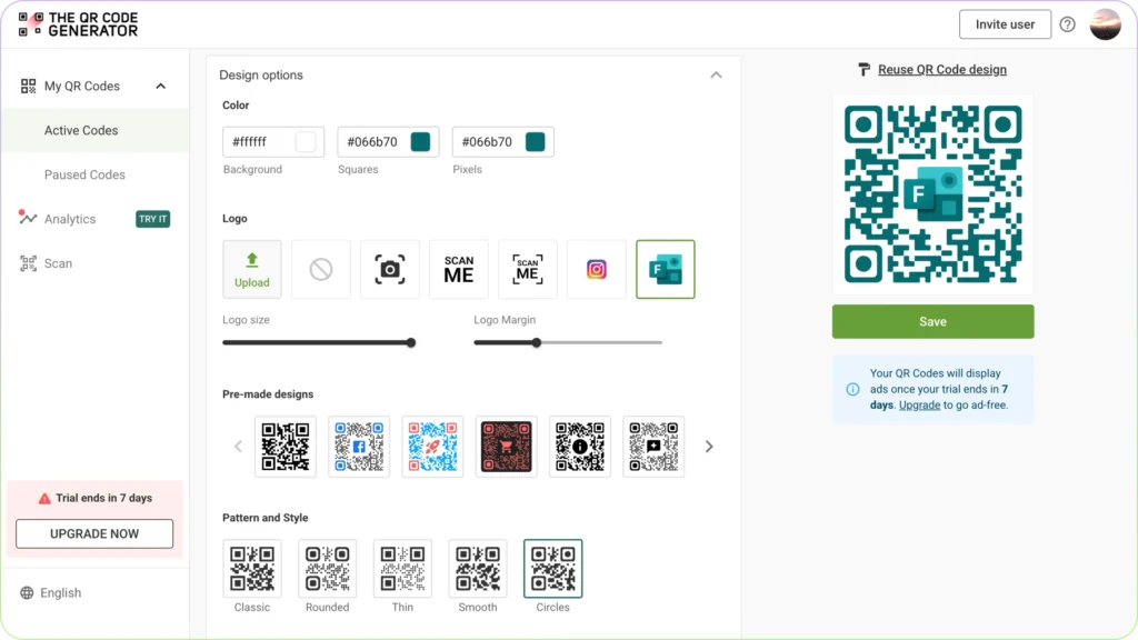 customize microsoft form qr code