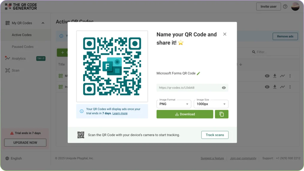 download microsoft form qr code
