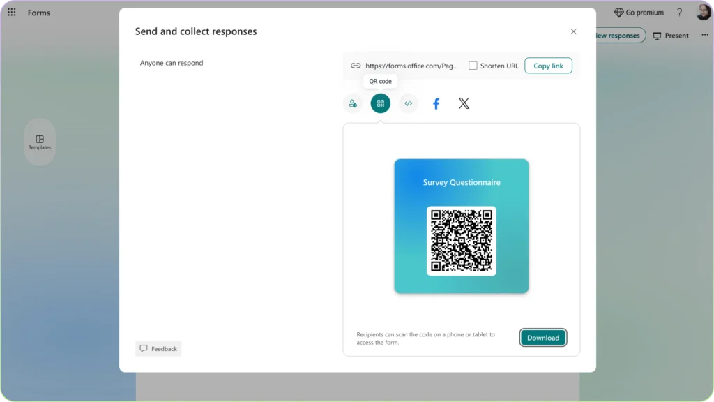 download microsoft forms qr code