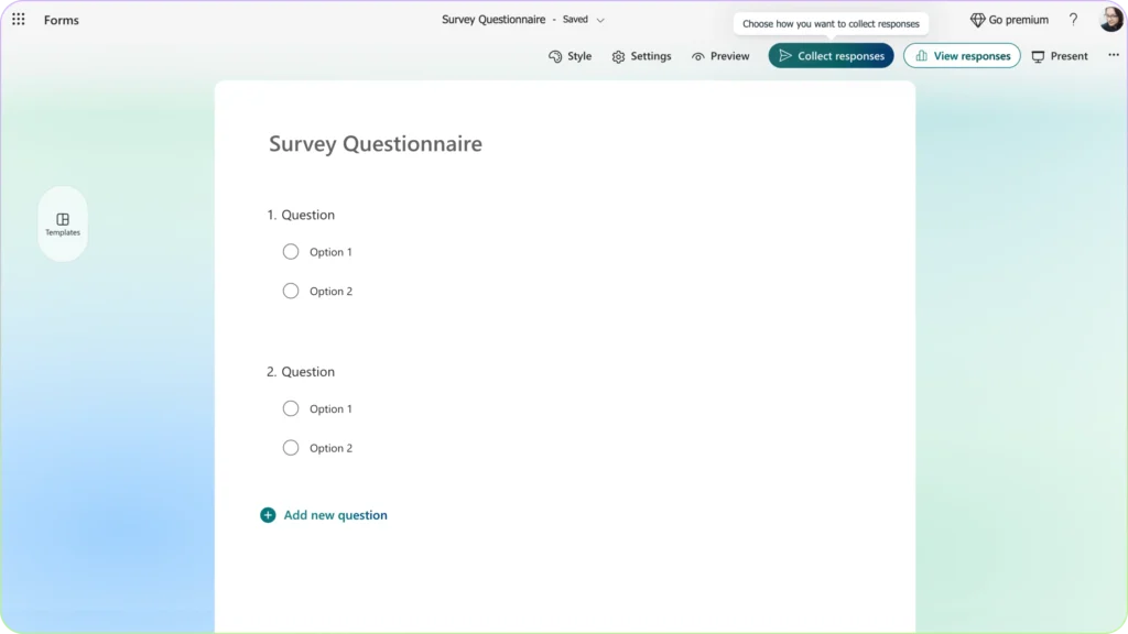 find microsoft forms shareable url