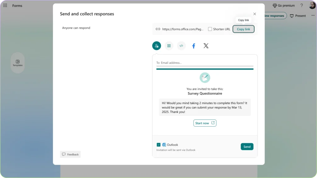 microsoft form shareable link
