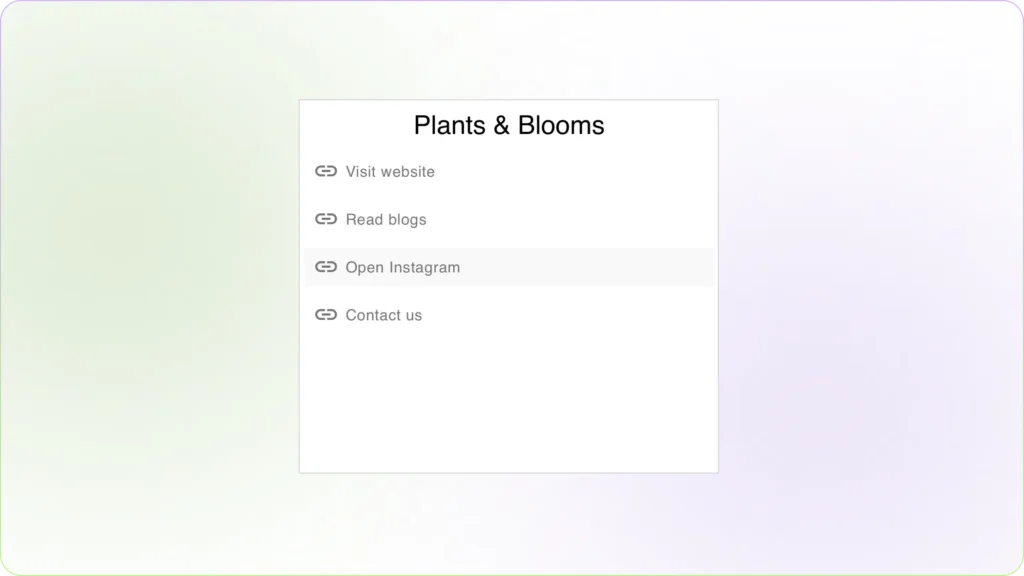 Scanning the QR Code leads to a list of links