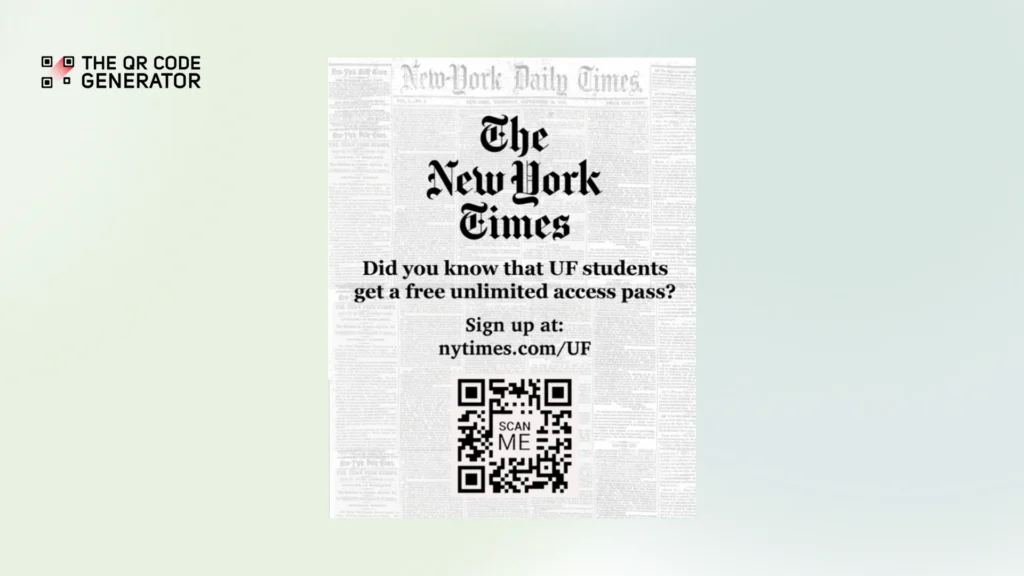 New York Times student membership QR Code