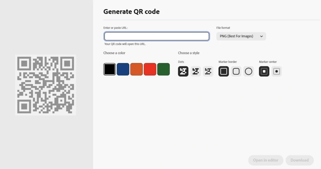 Adobe QR Code generator