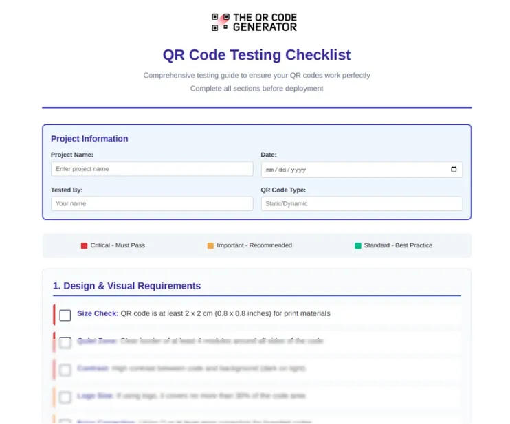 QR Code Testing Checklist