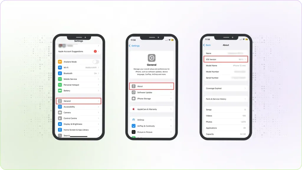How to check iphone version