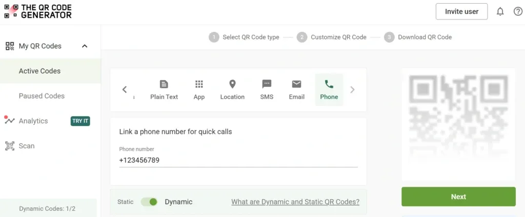 Pick your QR Code type