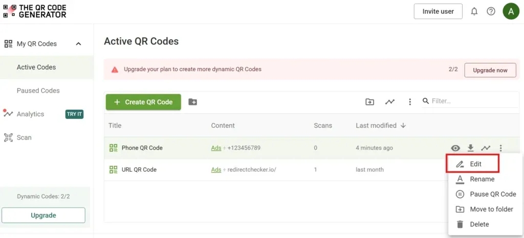 Update QR Code content anytime