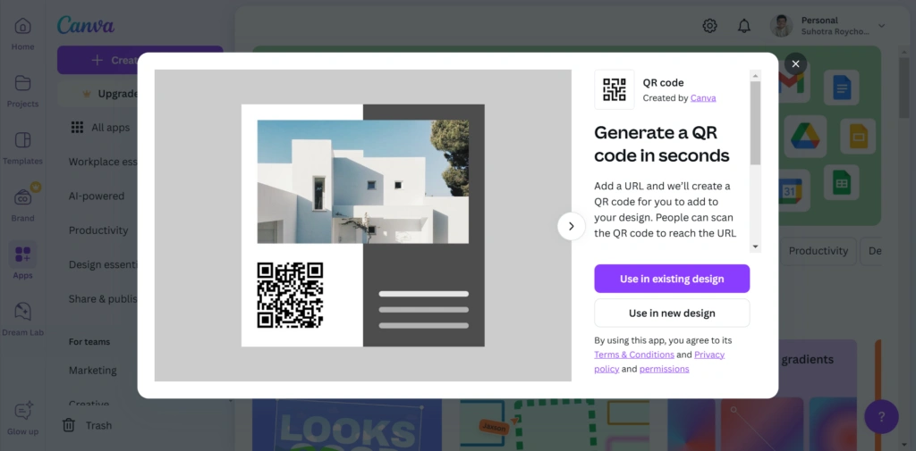 Canva QR Code generator