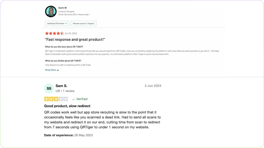 QR Tiger user reviews