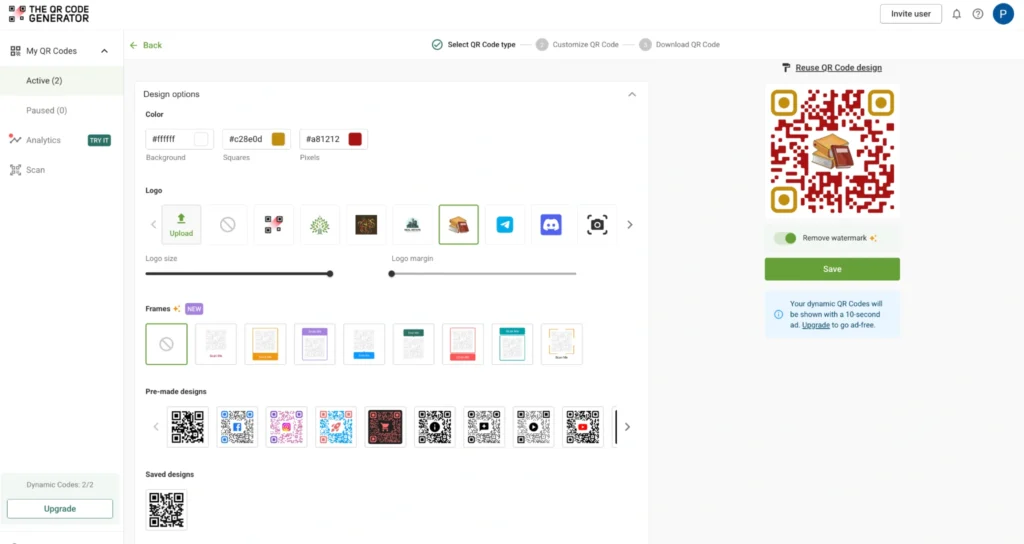 customize the QR Code