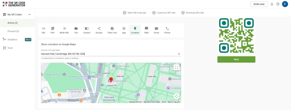 QR Code for a campus location