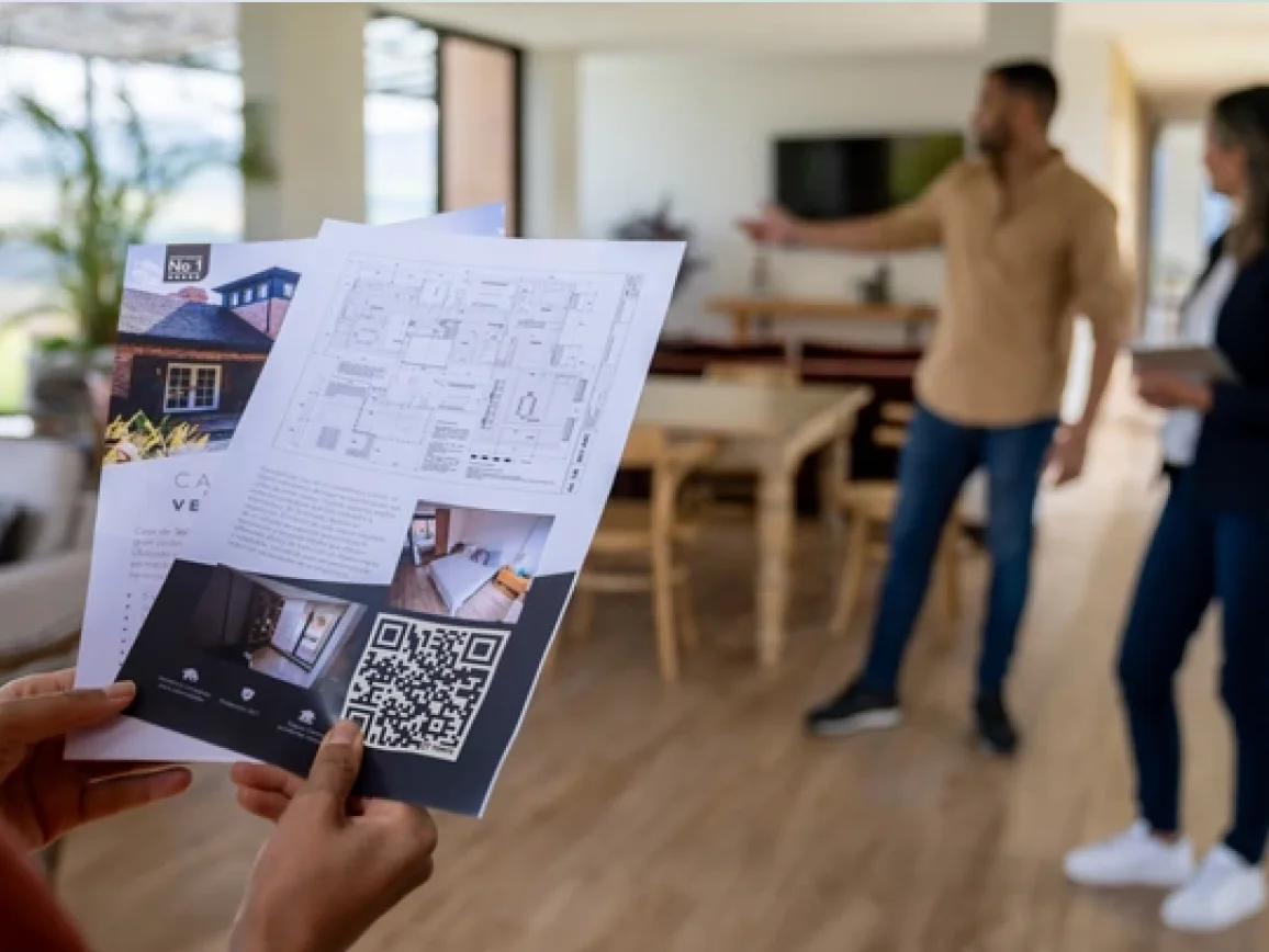 Flyer of a property with QR Code on it