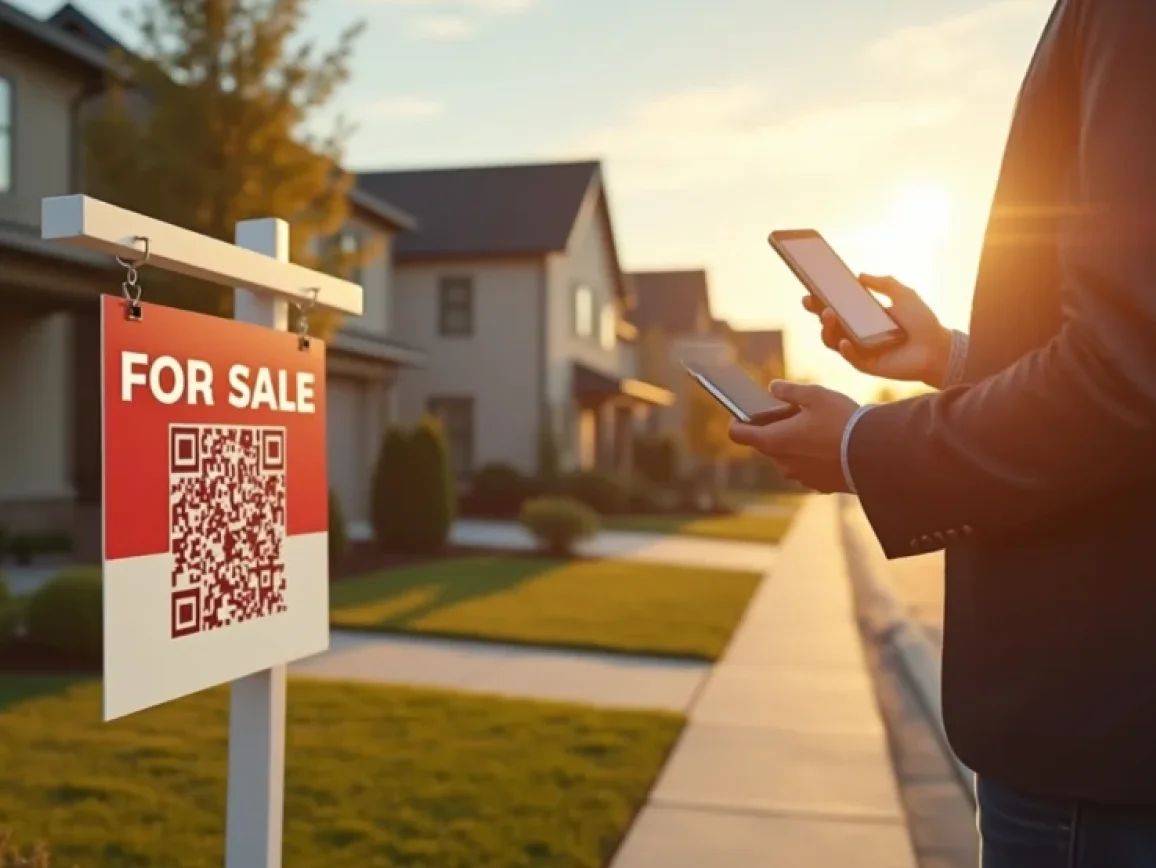 A For sale sign with a QR Code