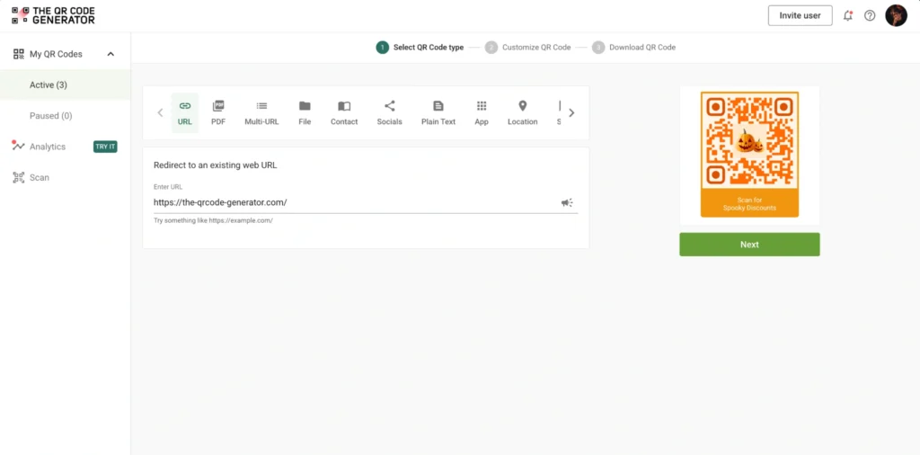 Enter your QR Code details
