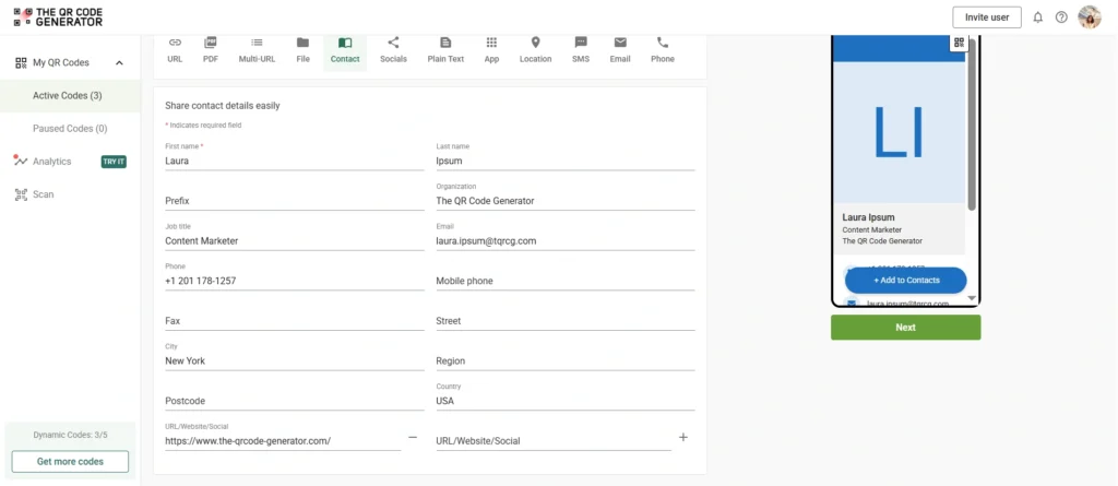 Add your contact information
