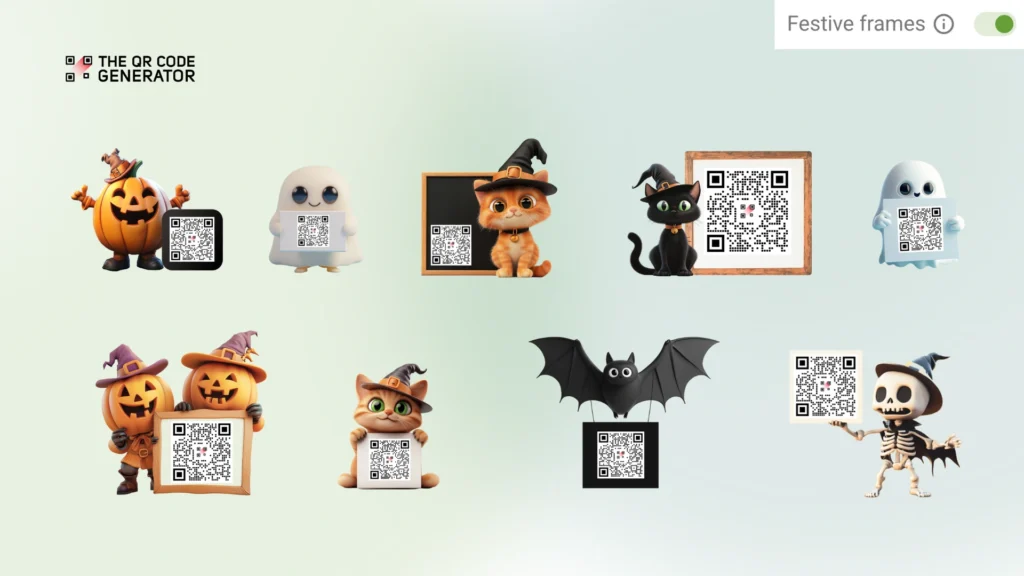 Festive frames with Halloween characters
