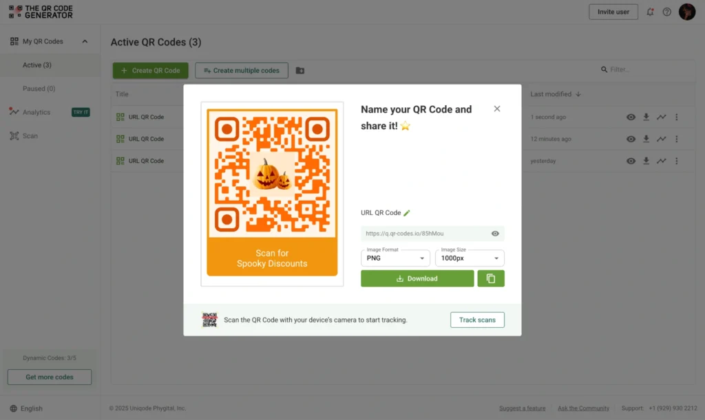 Download and test your QR Code
