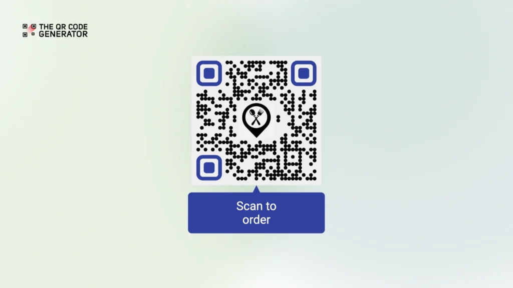 QR Code frame with "Scan to order” label.