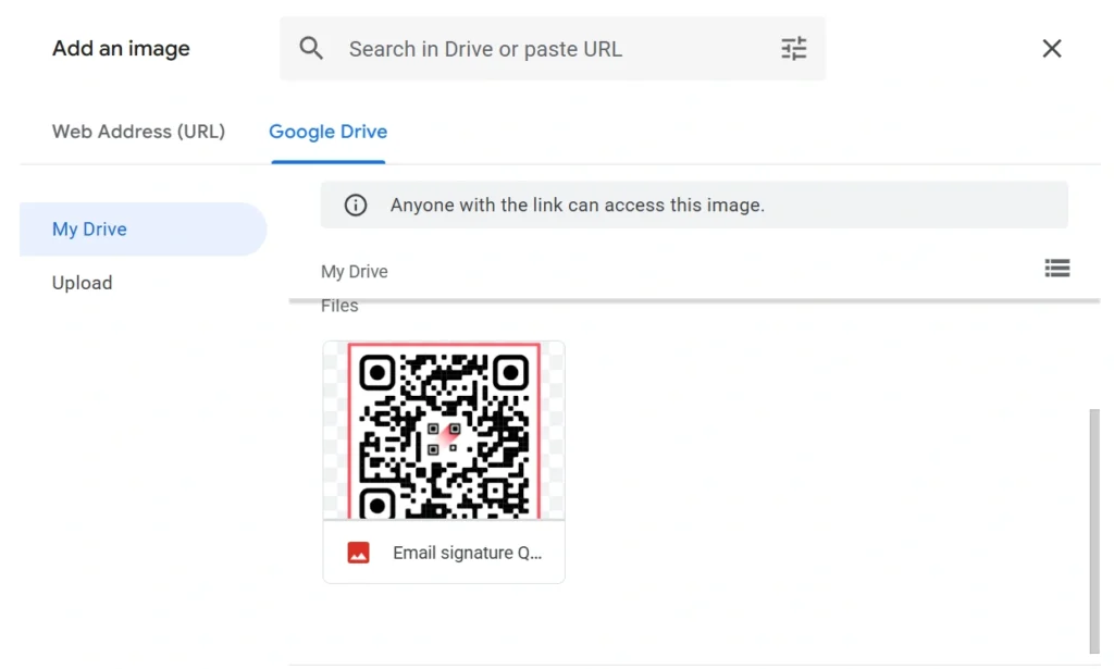 add QR Code in gmail