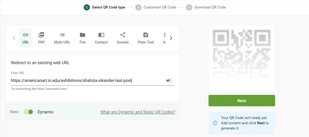 Generate your QR Code