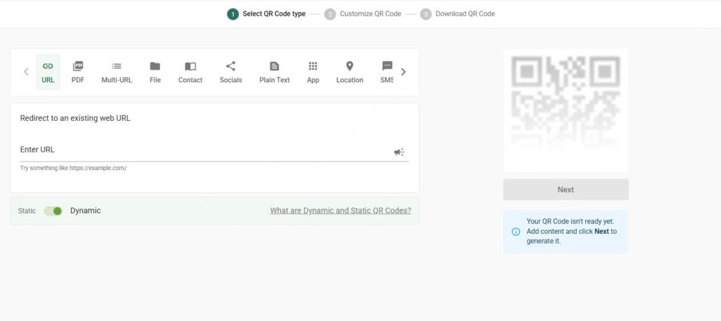 Choose your QR Code type