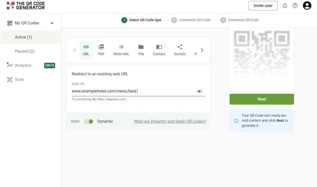 Choose between static and dynamic codes