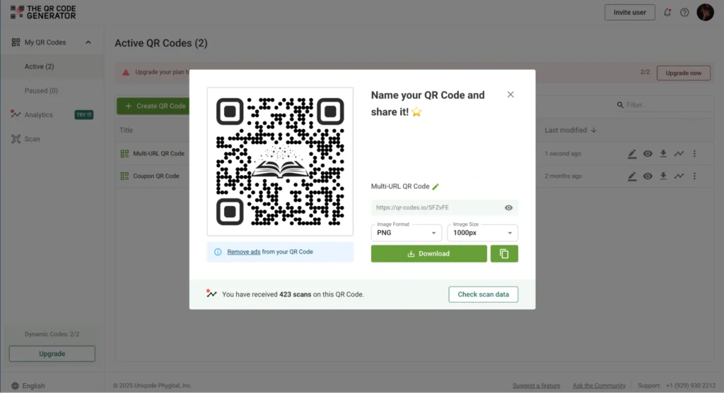 download and test your qr code