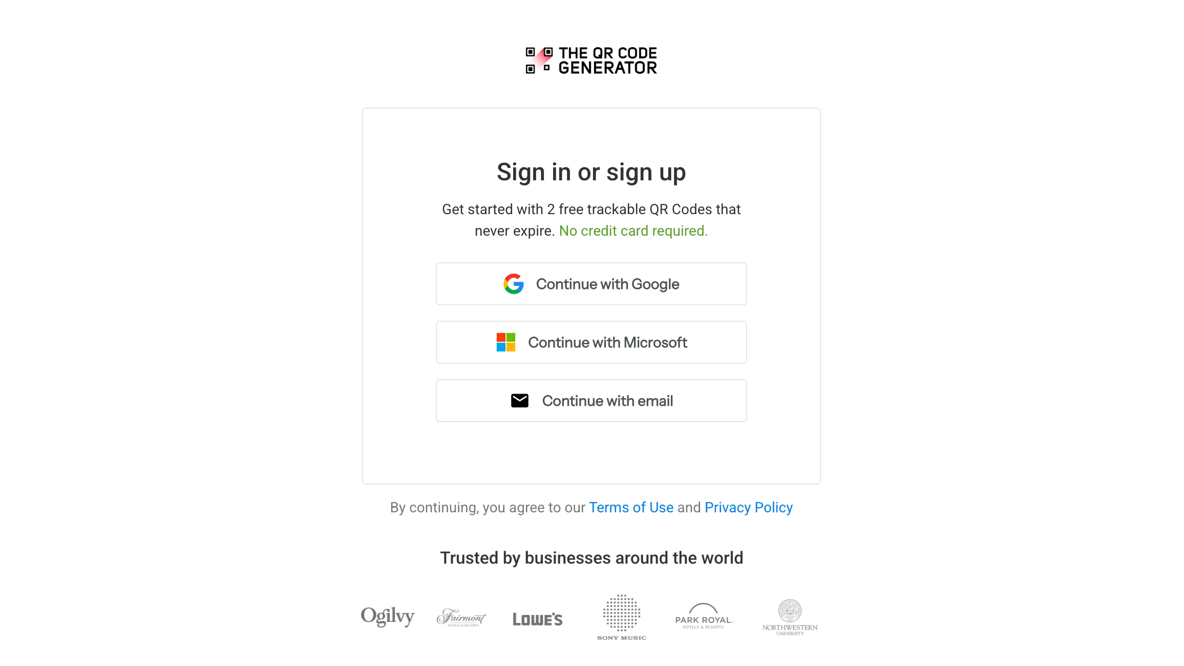 Log in and choose the QR Code type