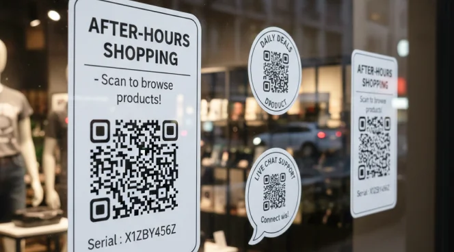 Vetrine dei negozi ed espositori all'ingresso