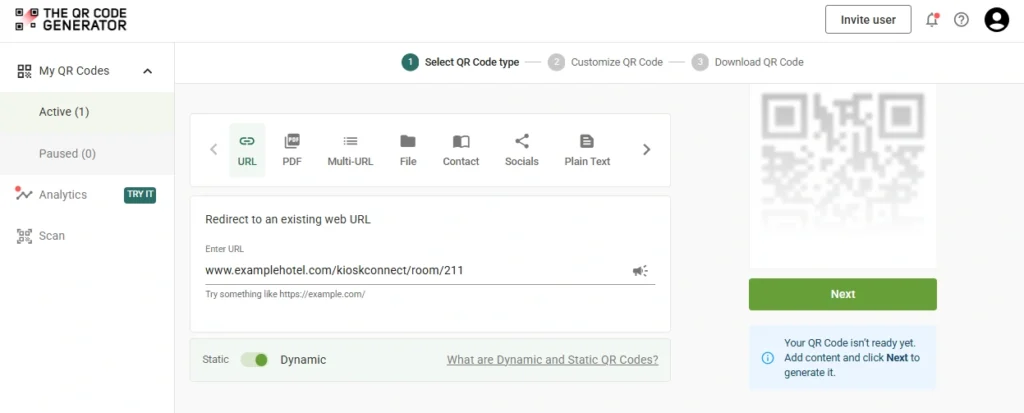 Generate and link your QR Code