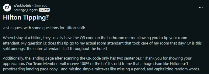 QR Code example in Hilton