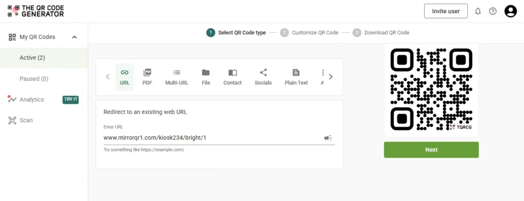 Create QR Code for mirror