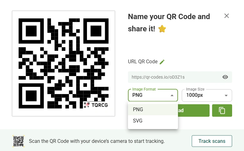 Test and download QR Code