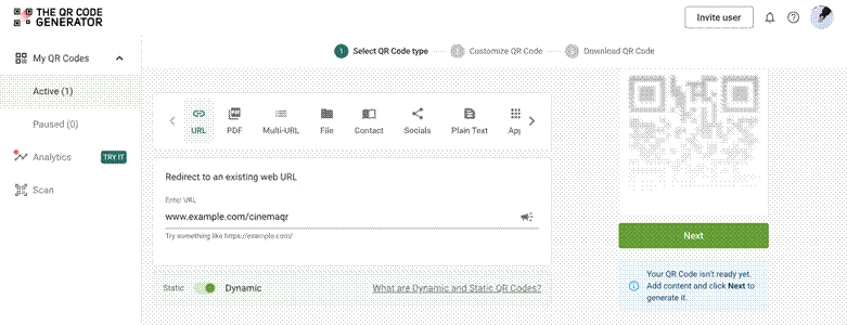 Generate cinema ad QR Code