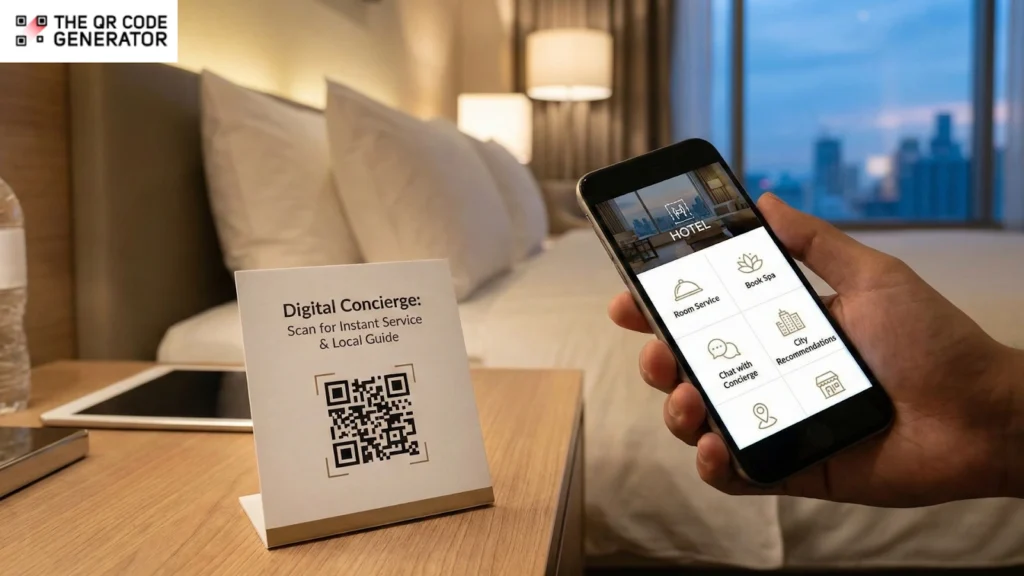 QR-код на стойке регистрации в отеле