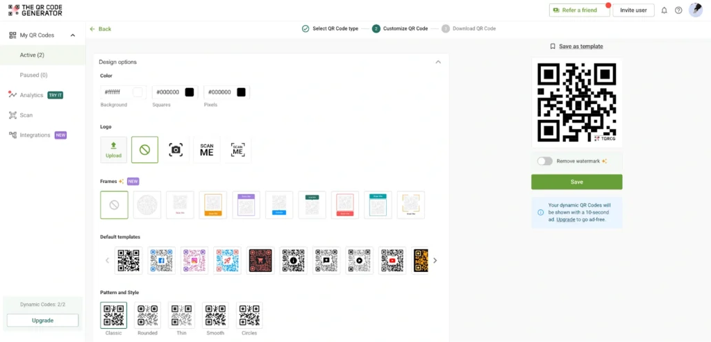 Customize the QR Code