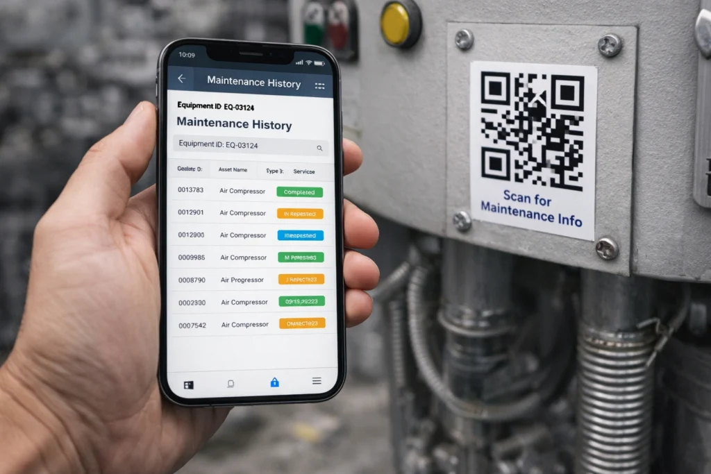 Access maintenance history using QR Code